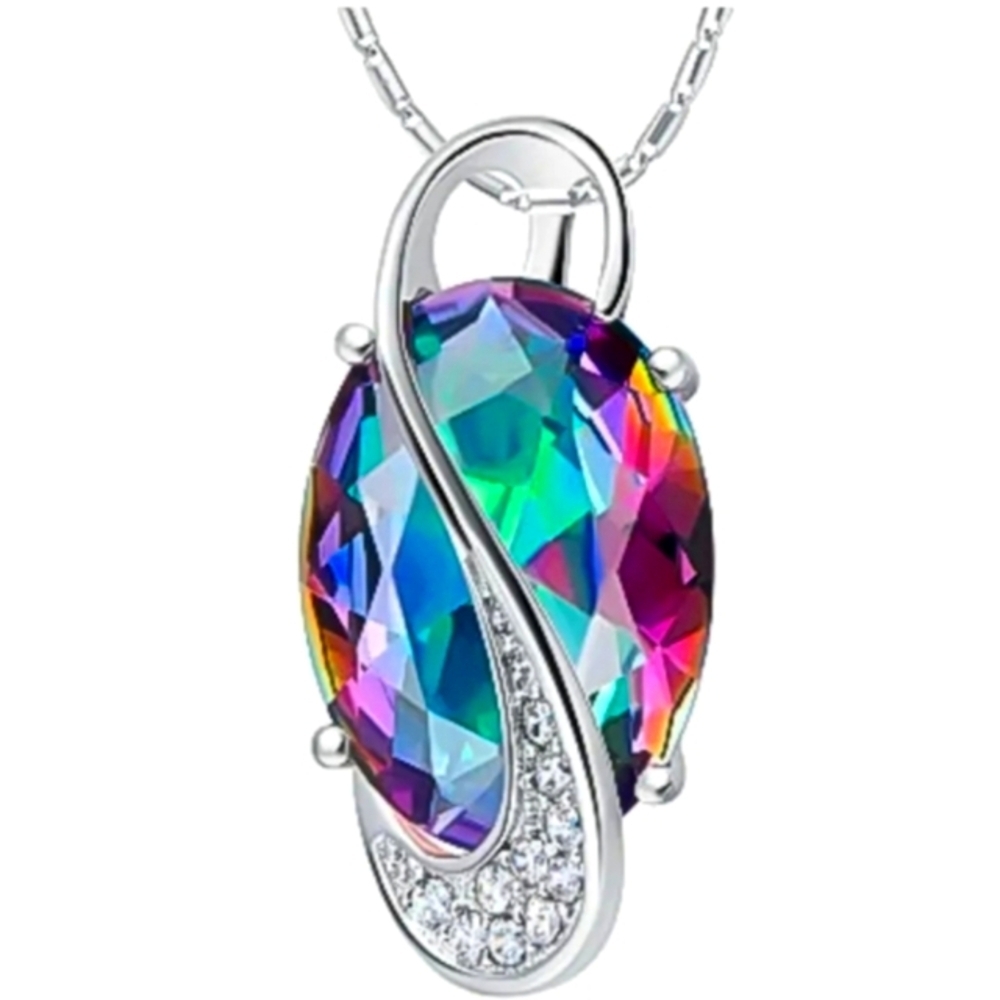 Silver Elegant Multicolor Pendant Necklace